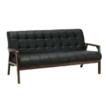 Carter Sofa wooden 3-seater with tufted black upholstery and curved arms, modern lounge seating Pakistan.