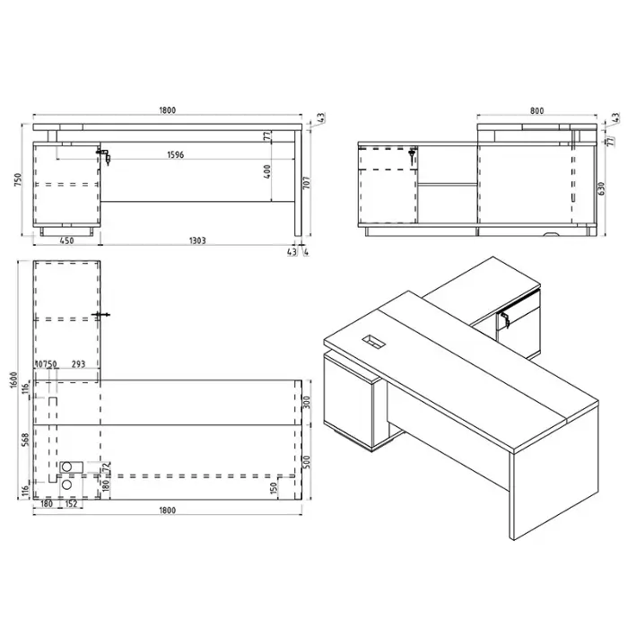 Carter Executive Office Desk with modern wooden finish, spacious luxury office desk for professional workspaces