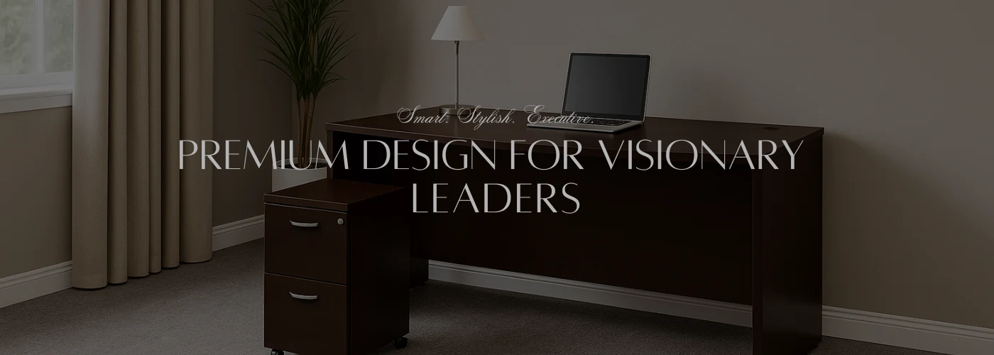 Executive Bow Desk with premium wooden finish, modern office furniture for executive workspaces