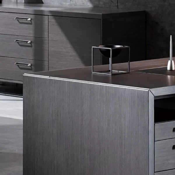 Obsidian Executive Desk Details 7 Obsidian Executive Desk Side Angle, made withPremium engineered wood with fine finish