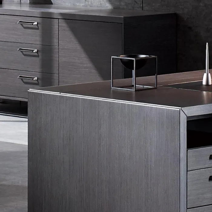Obsidian Executive Desk Side Angle, made withPremium engineered wood with fine finish