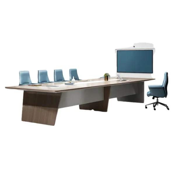 ANDERS-Boardroom-Table-2-600x600 Angled perspective highlighting durable boardroom design with integrated central panel.