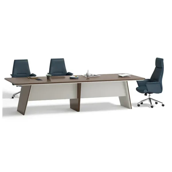 ANDERS-Boardroom-Table-600x600 Modern office furniture view with sleek panel base and spacious top.