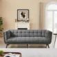 Ardrie Upholstered Sofa in dark grey, grid-tufted 3-seater styled in a modern living room.