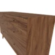 side angled view of light walnut dressser