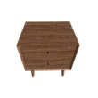Aurora Side Table – top-angle view of two-drawer side table in light walnut finish showcasing smooth surface and clean edges.