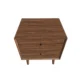 Aurora Side Table – top-angle view of two-drawer side table in light walnut finish showcasing smooth surface and clean edges.
