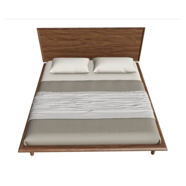 Aurora Solid Wood Bed - Light Walnut (4) upper front view of light wlanut bed