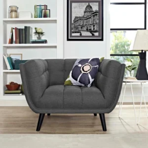 Comfortable fabric Bestow Upholstered Armchair with wooden legs