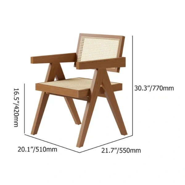 Cane Dining Set (9) dining chair dimension
