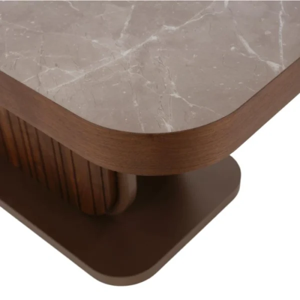 Cove Dining Set - table edge (2) marble top round edge close view