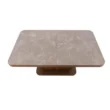 dining table showing round edged top marble surface.