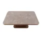 dining table showing round edged top marble surface.