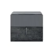 Eclipse Side Table in dark wood with ribbed drawer front and modern metal handle.