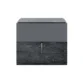 Eclipse Side Table in dark wood with ribbed drawer front and modern metal handle.