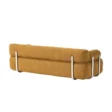 Rear view of sofa showing double roll design supported by chrome metal rods