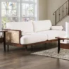 Larsen Sofa 3-seater in light beige upholstery with wooden frame and cane side panels