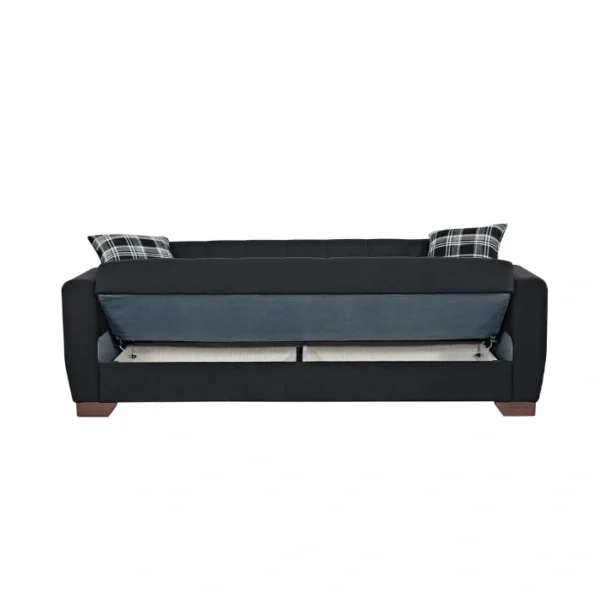 Marlo Living room Set - Black 3 seater (4) Rear view of 3-seater showing lifted seat.