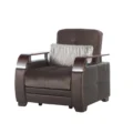 Modern dark brown armchair in white background