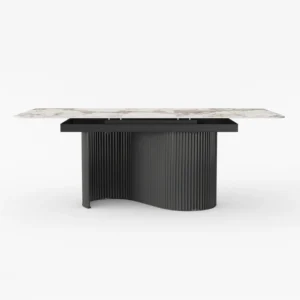 dining table with black base and white table top