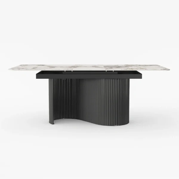 dining table with black base and white table top