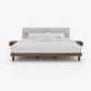 Nordic Haven Bed – modern bed with upholstered headboard and wooden frame in a minimal bedroom setup.