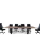 Front view of Oak Boardroom Table with surrounding chairs for scale