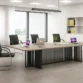 boardroom table in a meeting room.