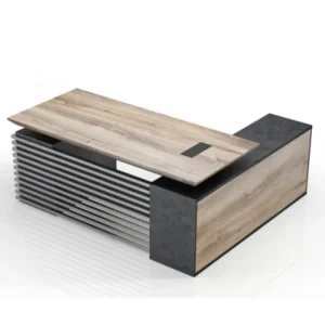 left return of oak slate executive desk