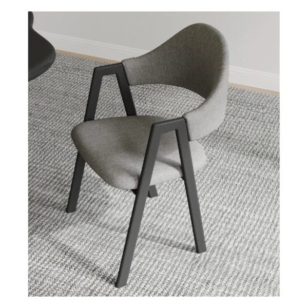 Oaklin Dining Set - Chair stylish grey upholstered chair with black wooden frame