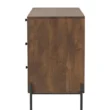 Side profile of dresser showing smooth walnut wood surface