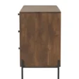Side profile of dresser showing smooth walnut wood surface