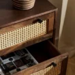 Close-up of open drawer