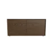 Oslo Dresser – front view of brown wooden dresser with six sleek drawers and a smooth, modern finish.