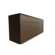 Oslo Dresser – angled view of brown wooden dresser showcasing six drawers and rich wood grain detailing.