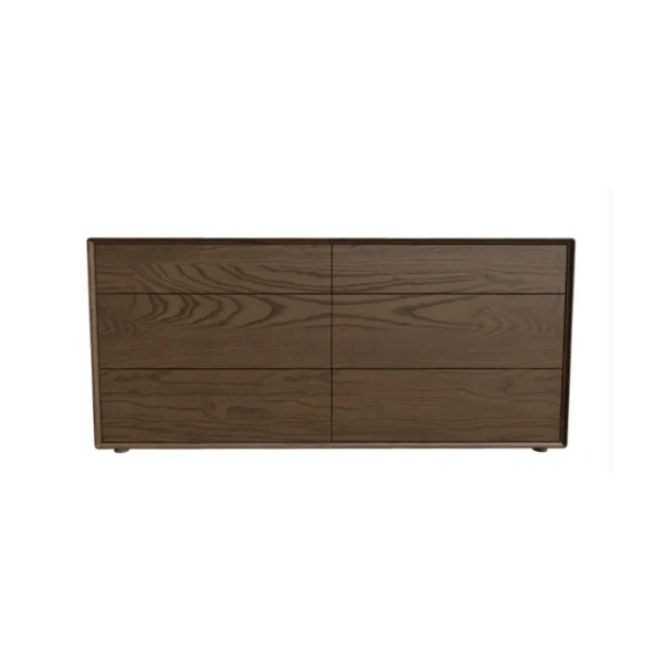 Oslo Dresser - Brown Oslo Dresser – front view of brown wooden dresser with six sleek drawers and a smooth, modern finish.
