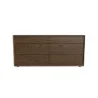 Oslo Dresser – front view of brown wooden dresser with six sleek drawers and a smooth, modern finish.