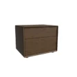 Oslo Side Table – angled view of brown wooden side table featuring two drawers with a minimalist, contemporary design.