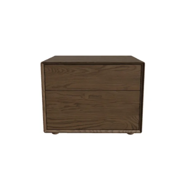 Oslo Side table- Brown Oslo Side Table – front view of brown wooden side table featuring two drawers with a smooth, modern finish.