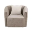 Armchair, front view showing barrel-back silhouette and pillow.