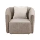 Armchair, front view showing barrel-back silhouette and pillow.
