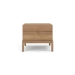 Roco Side Table – modern light oak side table with two drawers and brass knobs, featuring a clean and minimal design.