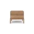 Roco Side Table – modern light oak side table with two drawers and brass knobs, featuring a clean and minimal design.