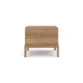 Roco Side Table – modern light oak side table with two drawers and brass knobs, featuring a clean and minimal design.