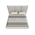 Roco Upholstered Bed – top view of light grey bed with cushioned headboard and soft rounded frame.