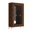glass door dining cabinet with walnut finish.