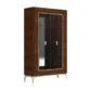 glass door dining cabinet with walnut finish.