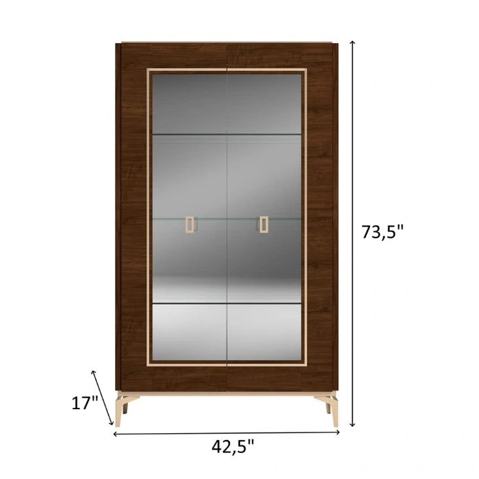 Line drawing of the display cabinet illustrating overall proportions and footprint.