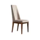 beige dining chair with sturdy wooden legs.
