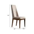 Dining chair size reference with height, depth, and seat width measurements.